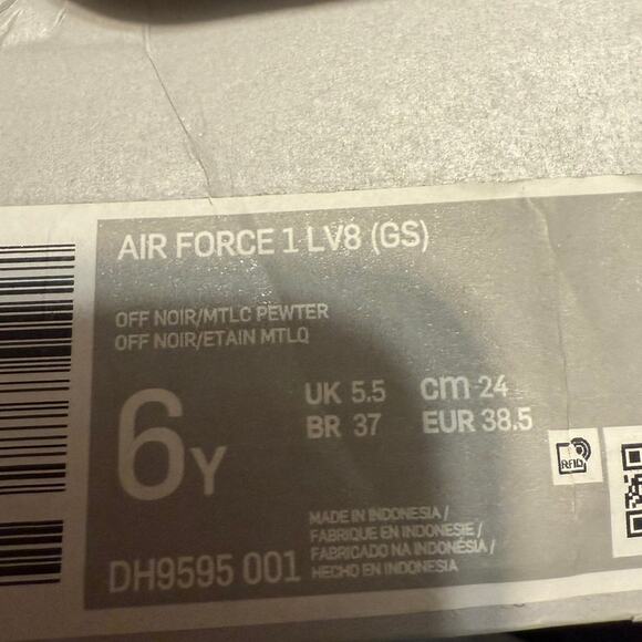 NEW Nike Air Force 1 LV8 Swoosh GS 6Y/Women’s 7.5 Silver Gold DH9595-001 - Picture 9 of 9